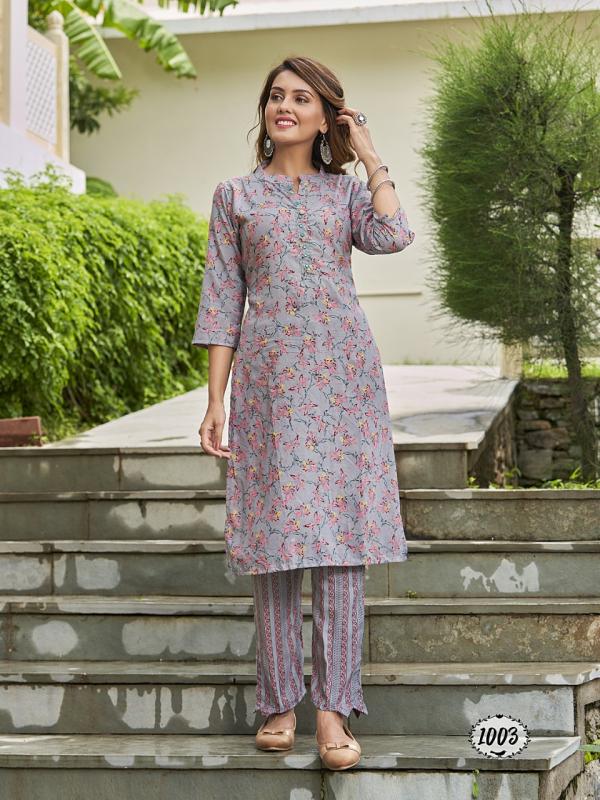 Banwery Rimzin Heavy Muslin Foil Print Kurti With Bottom Collection